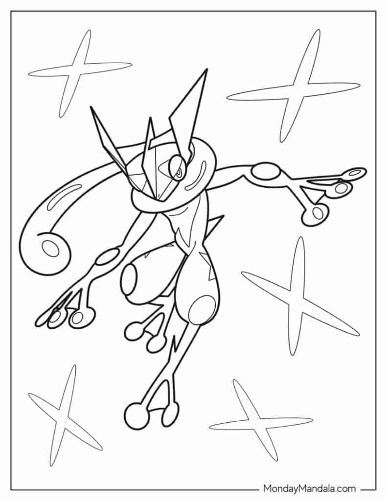 98 Ash's Greninja Coloring Page Printable 99