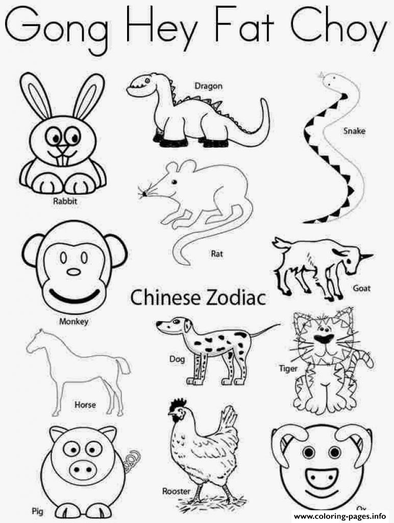 31 Chinese Zodiac Animals Coloring Pages Printable 1