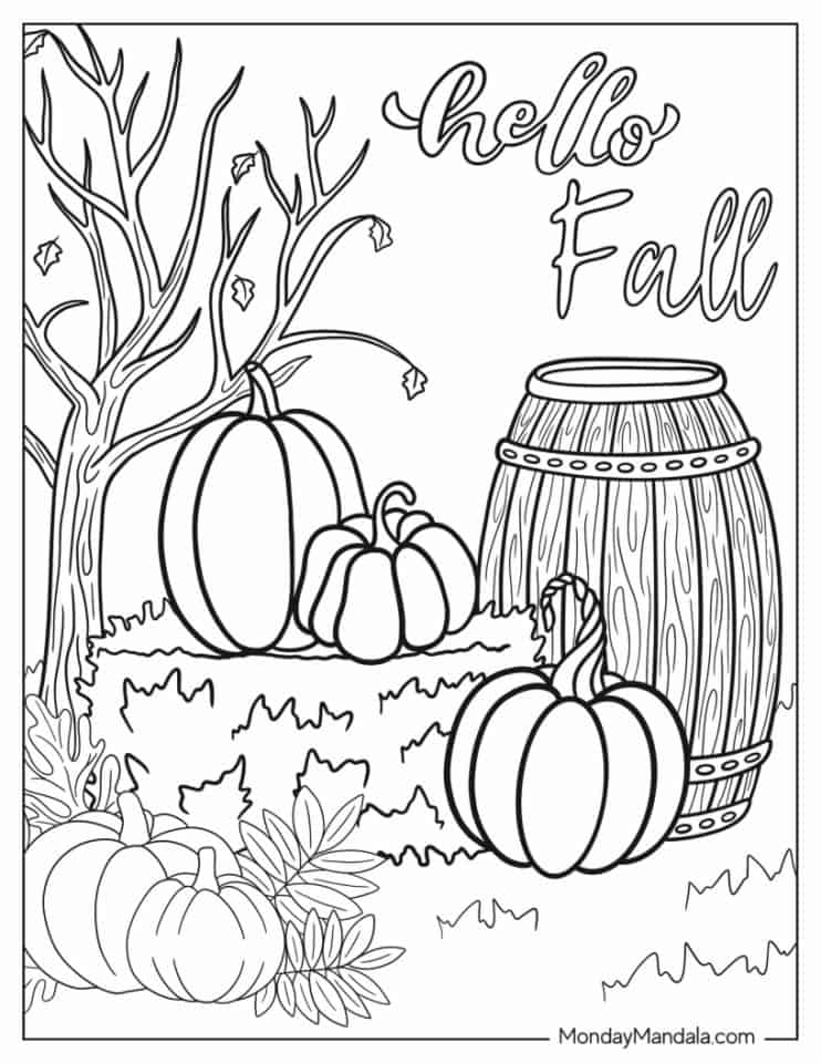 31 Easy Fall Coloring Pages Printable 3