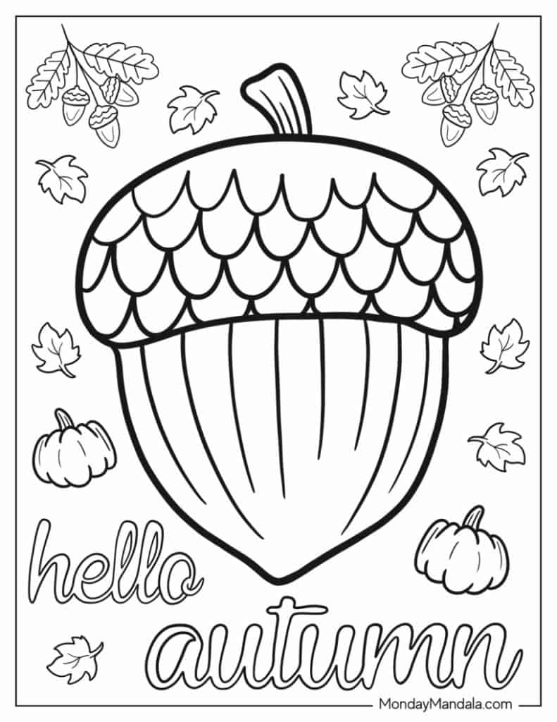 31 Easy Fall Coloring Pages Printable 7