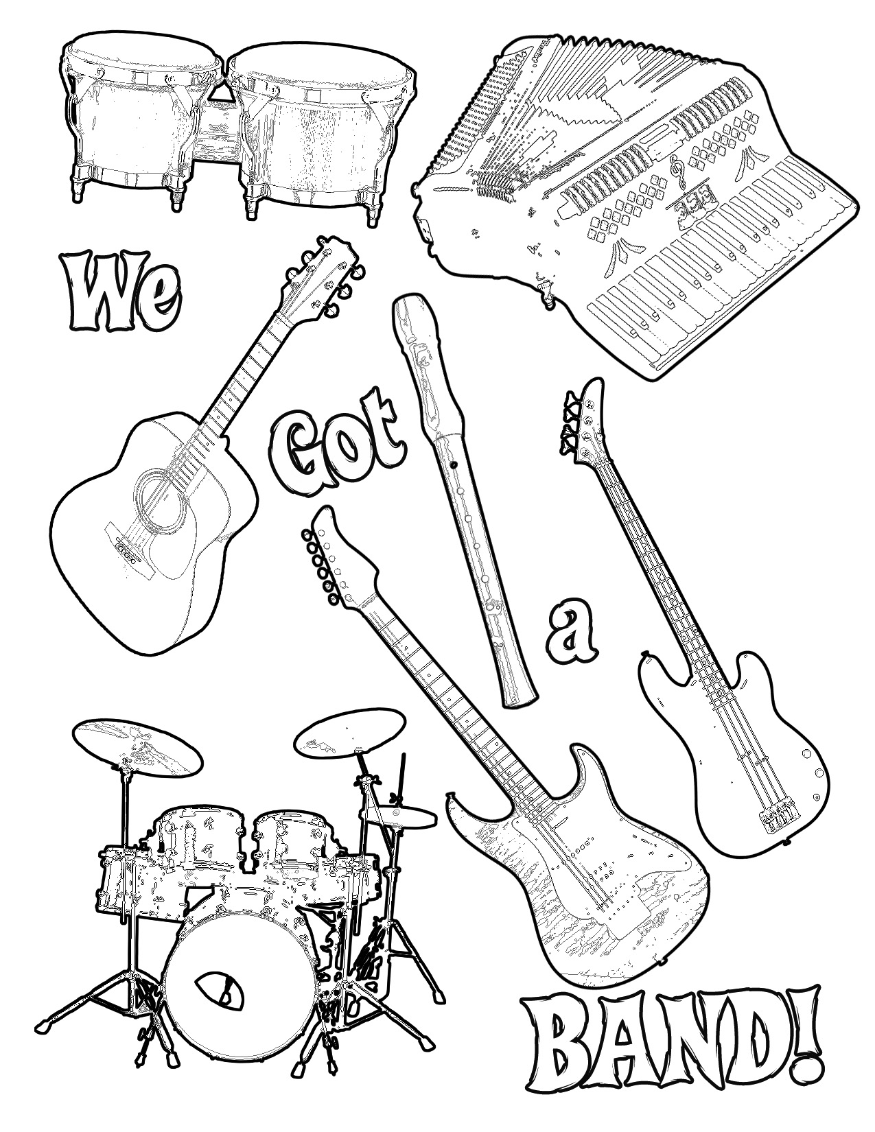 36 Free Instrument Coloring Pages Printable Music 26