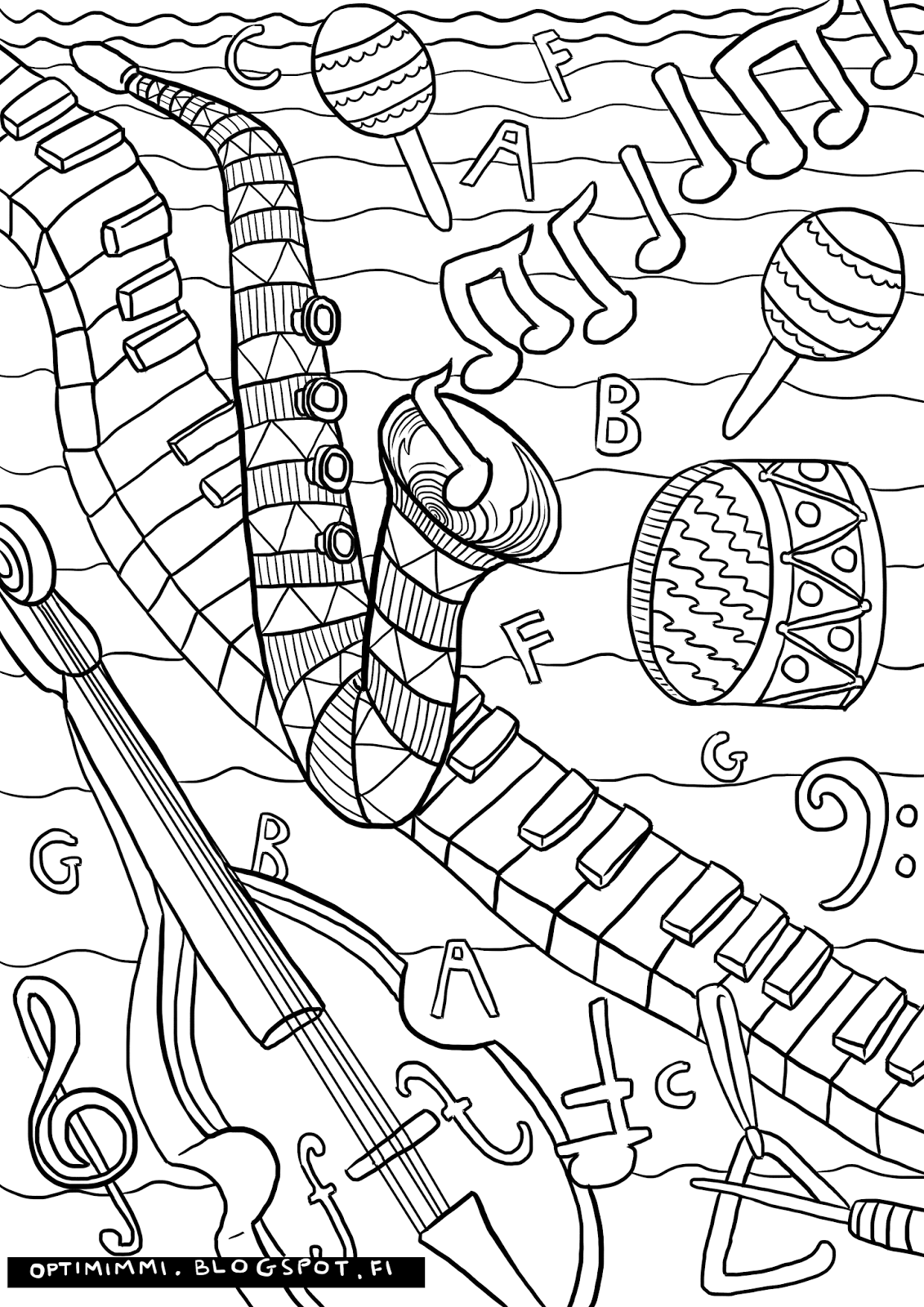 36 Free Instrument Coloring Pages Printable Music 28