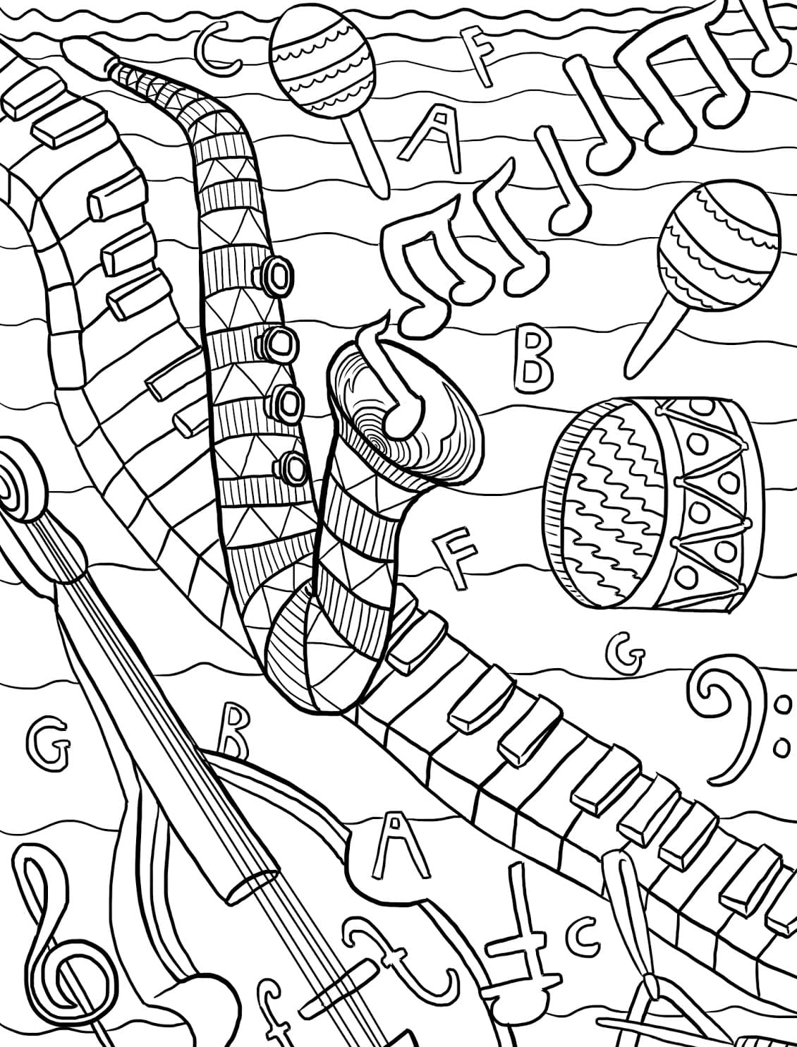 36 Free Instrument Coloring Pages Printable Music 30