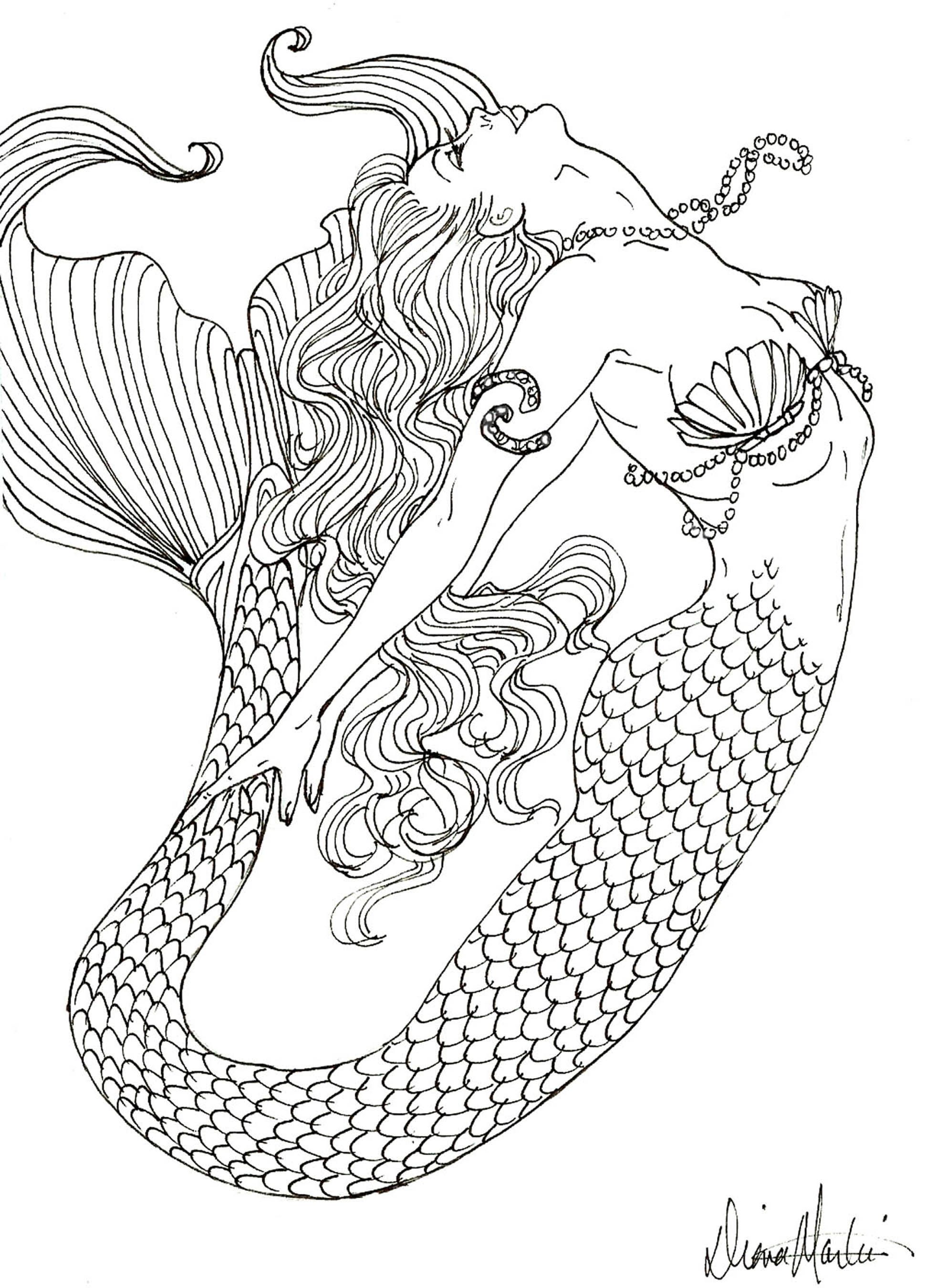 162+ Colorful Mermaid Coloring Pages Printable