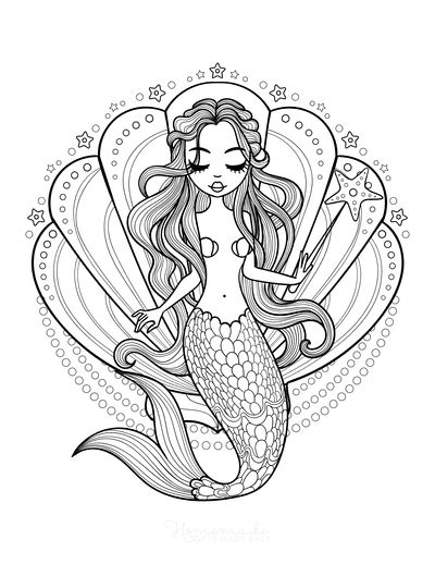 140+ Cheerful Mermaid Coloring Pages Printable