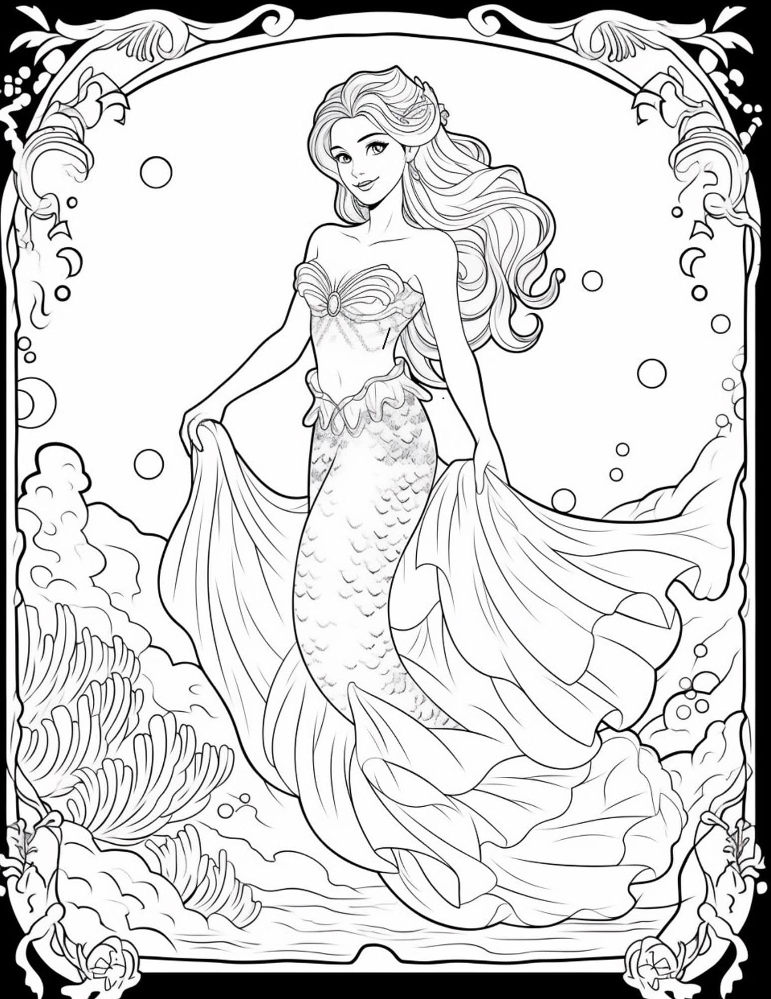 192+ Magical Mermaid Coloring Pages Printable