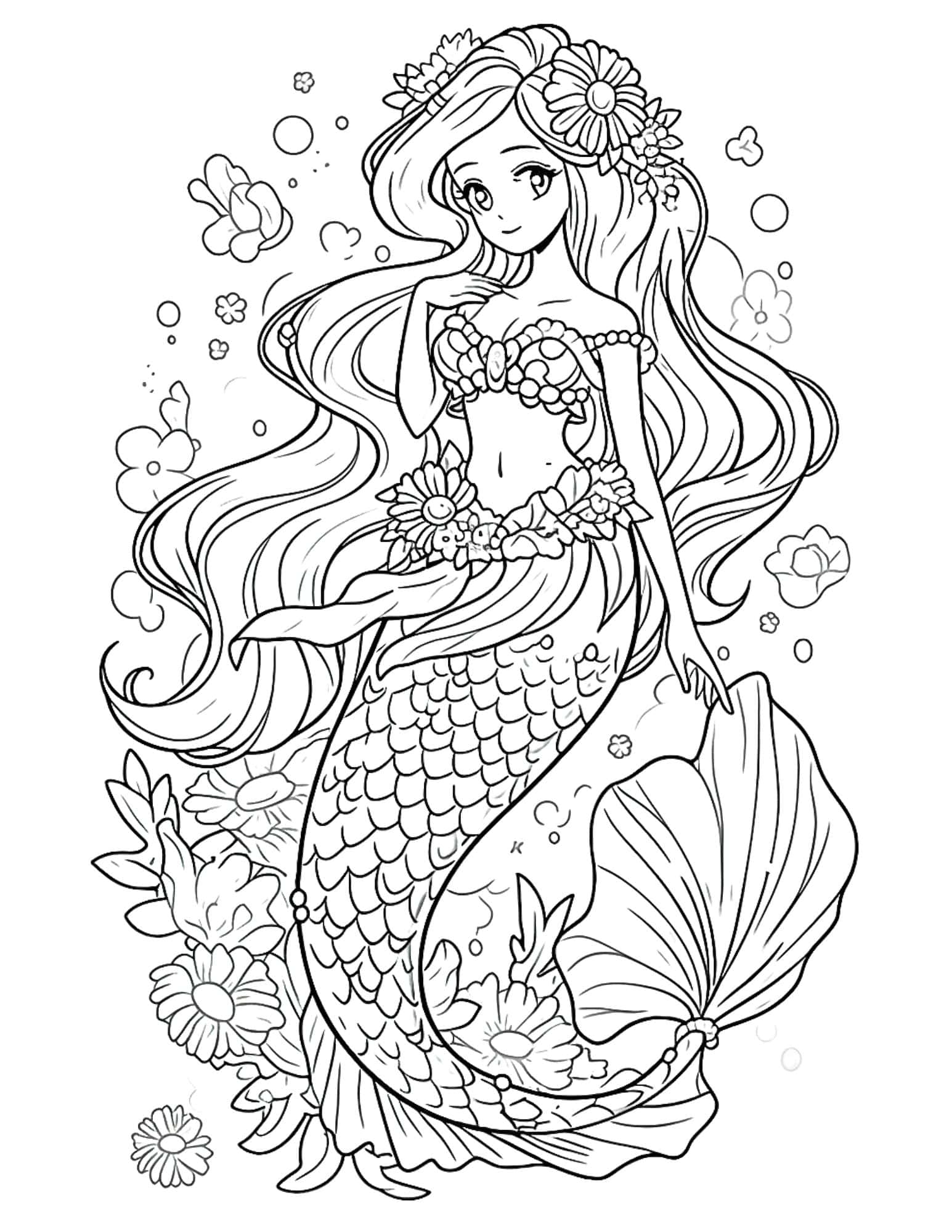 50+ Enchanting Mermaid Coloring Pages Printable