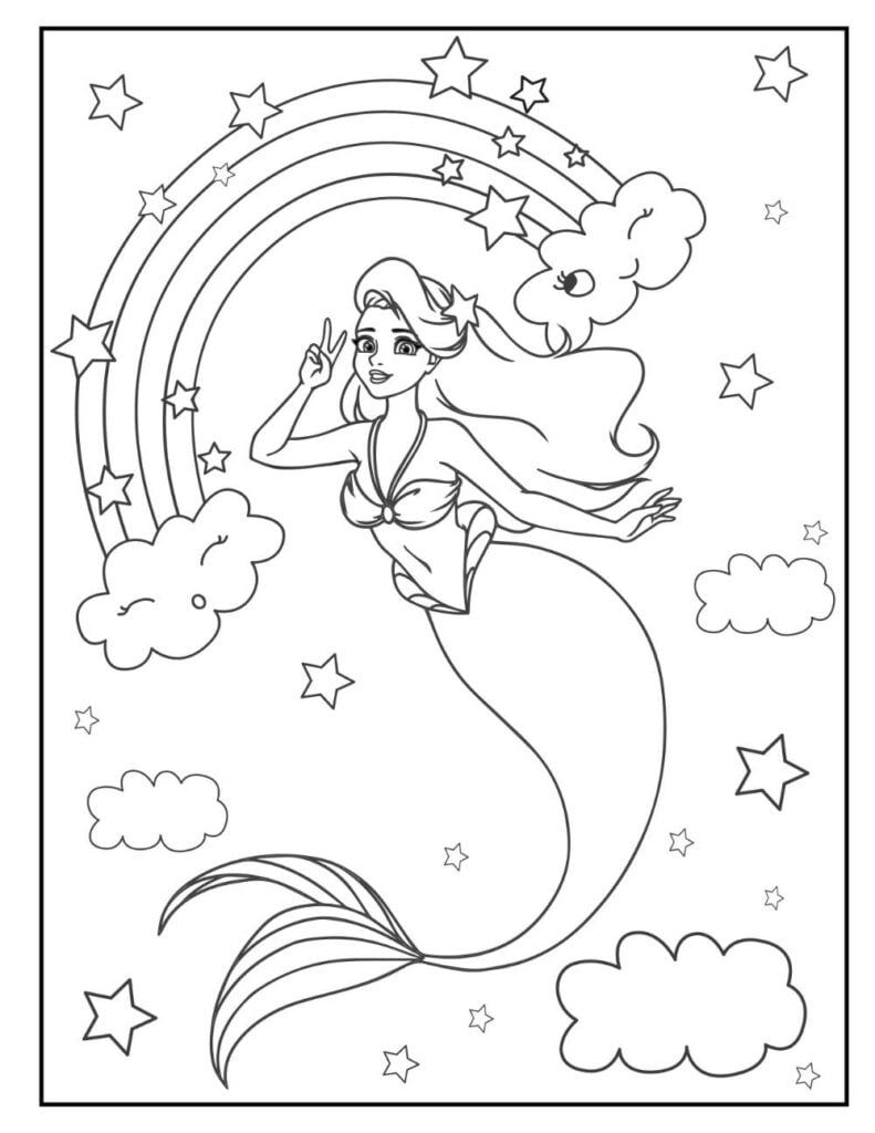 134+ Cheerful Mermaid Coloring Pages Printable