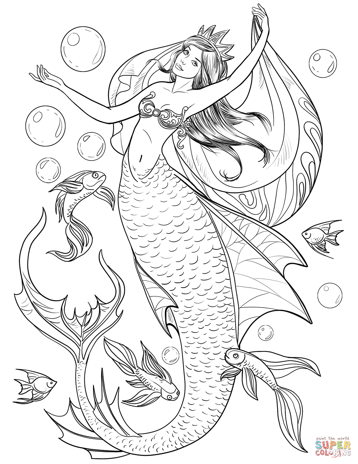 106+ Artistic Mermaid Coloring Pages Printable