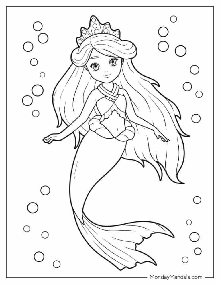 99+ Fun Mermaid Coloring Pages Printable