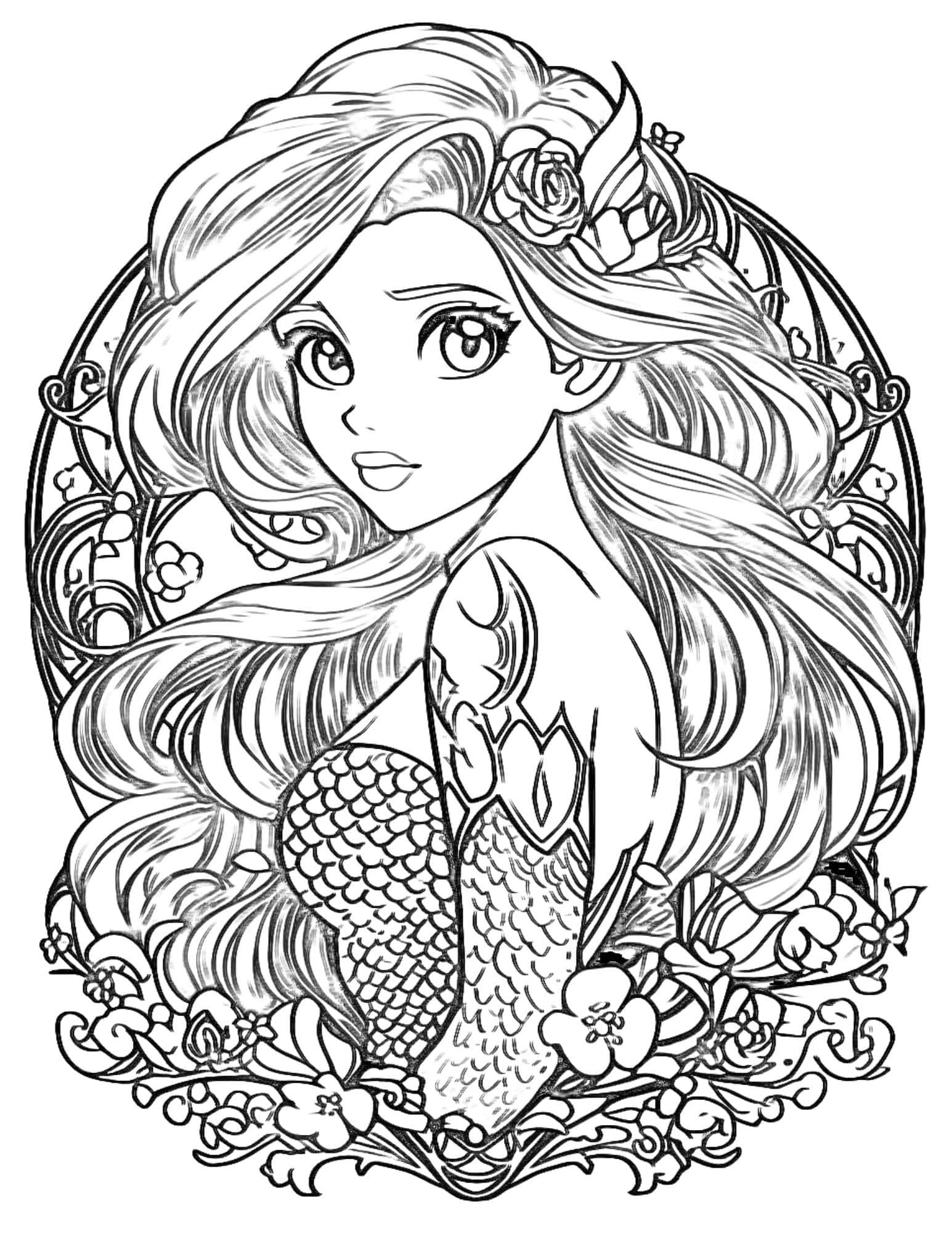 91+ Magical Mermaid Coloring Pages Printable