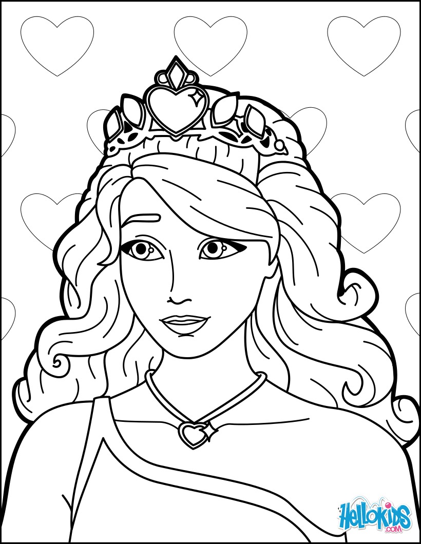 3+ Cute Princess Face Coloring Pages Printable