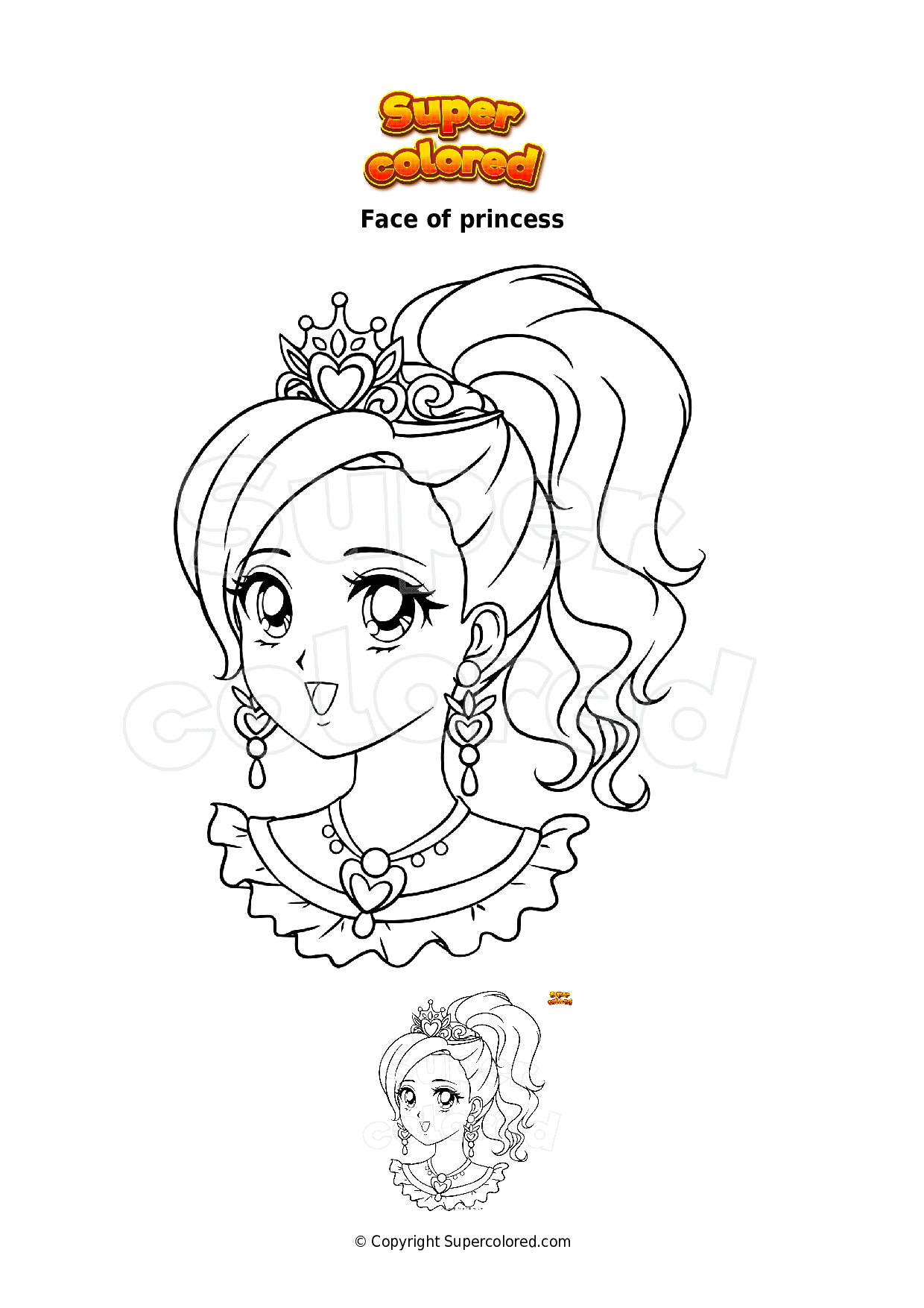 30+ Cheerful Princess Face Coloring Pages Printable