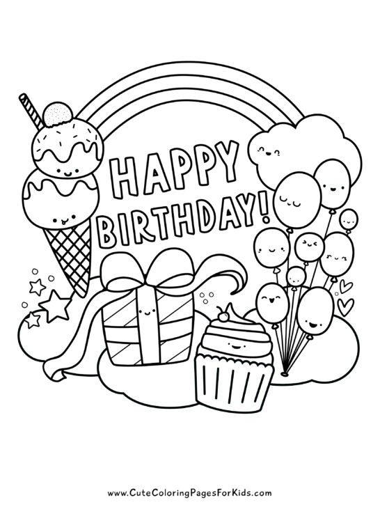 72+ Simple Say Happy Birthday Coloring Pages Printable