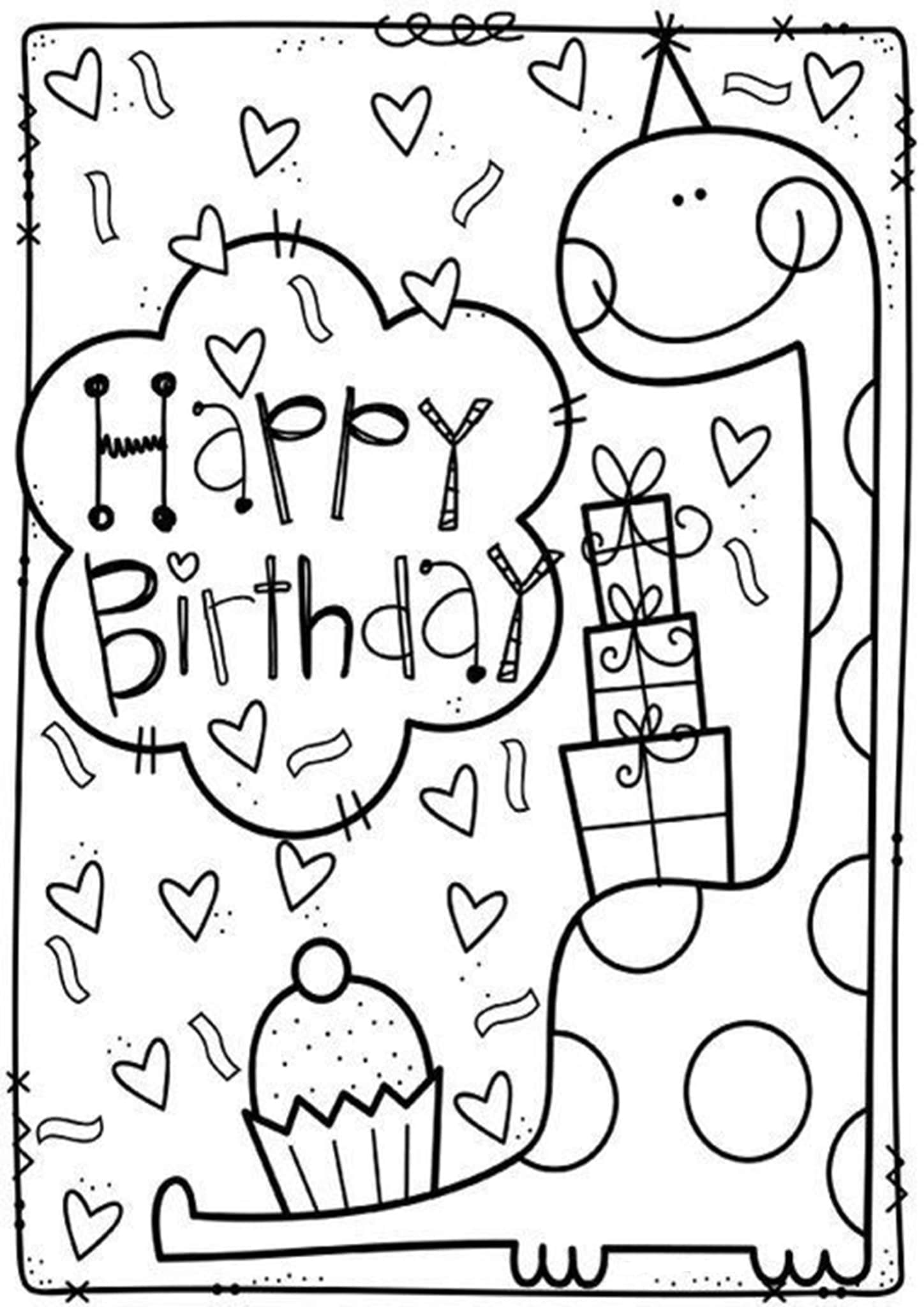 73+ Colorful Say Happy Birthday Coloring Pages Printable