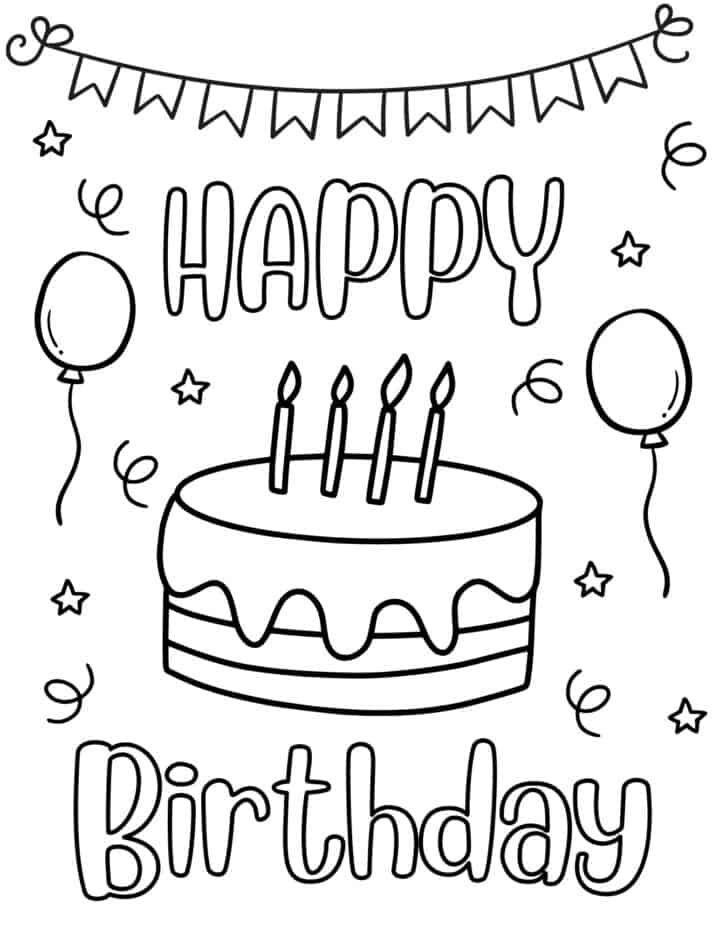 78+ The Best Say Happy Birthday Coloring Pages Printable