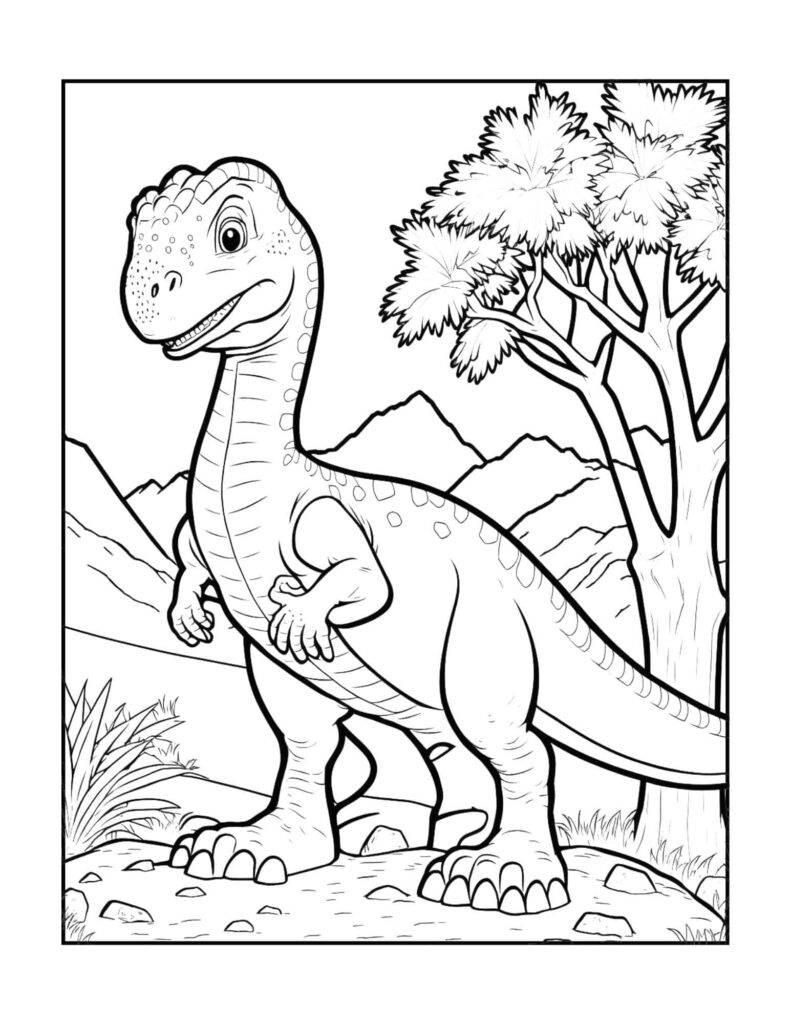 34+ Happy Dinosaur Coloring Pages PDF Printable