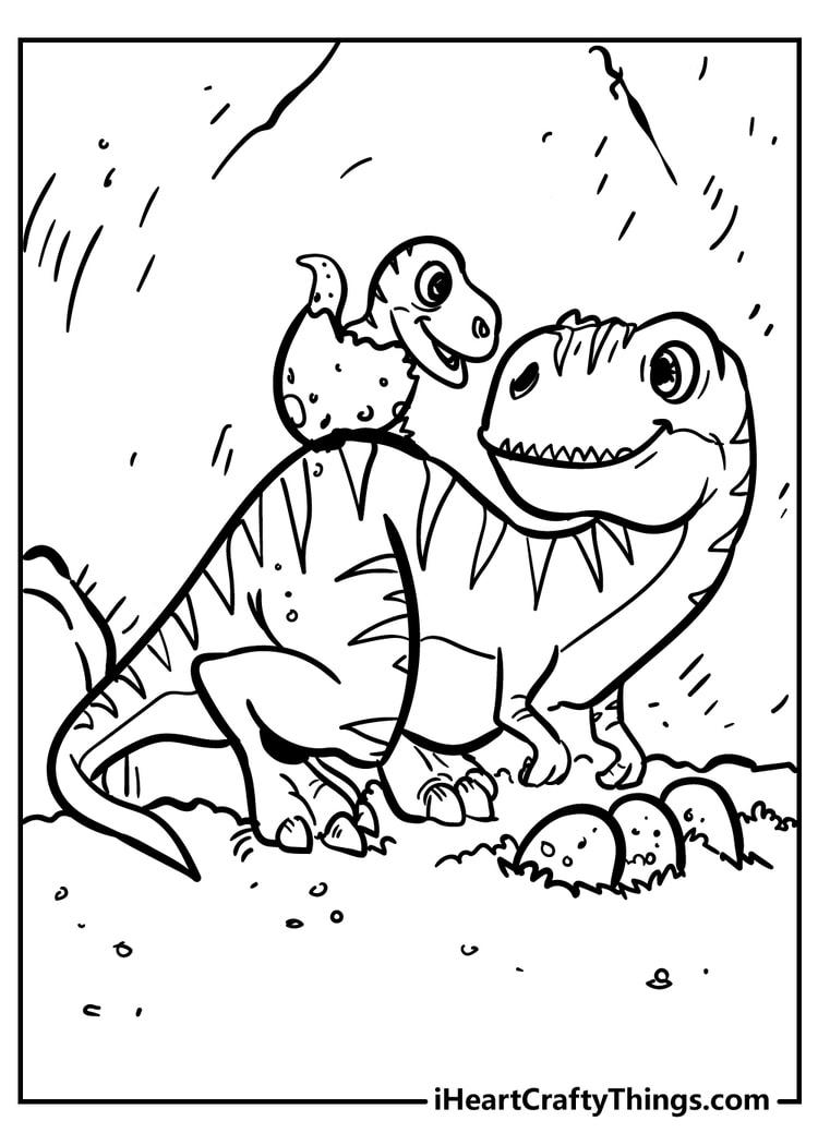 34+ Colorful Dinosaur Coloring Pages Easy