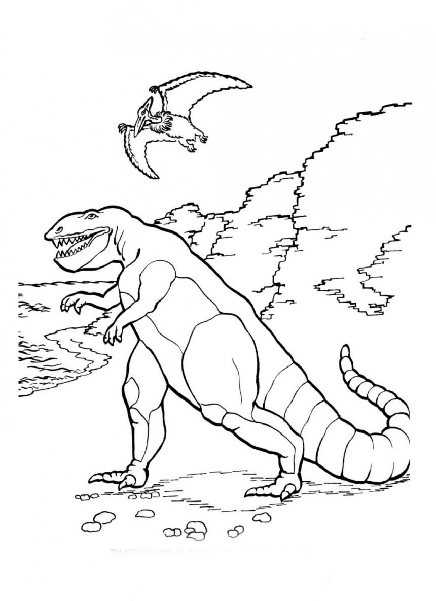 42+ Realistic Dinosaur Coloring Pages Easy Kids