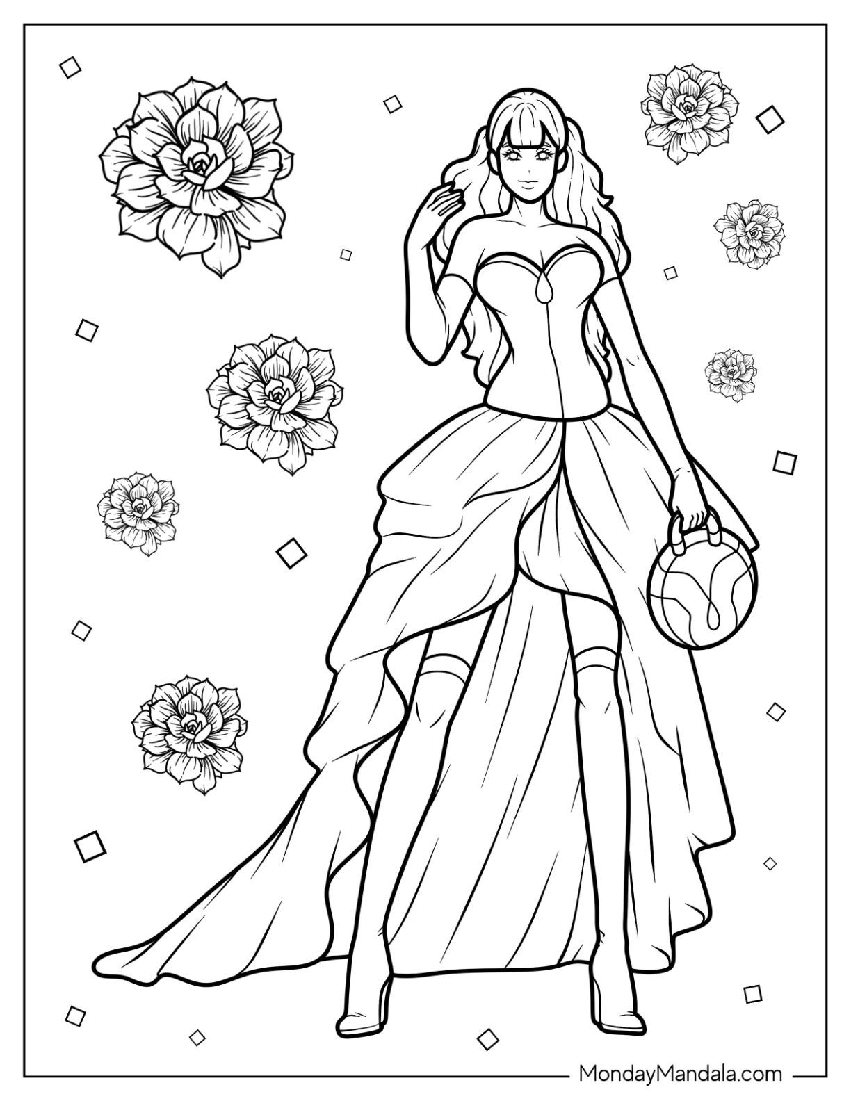 50+ Simple Free Fashion Coloring Pages Aesthetic