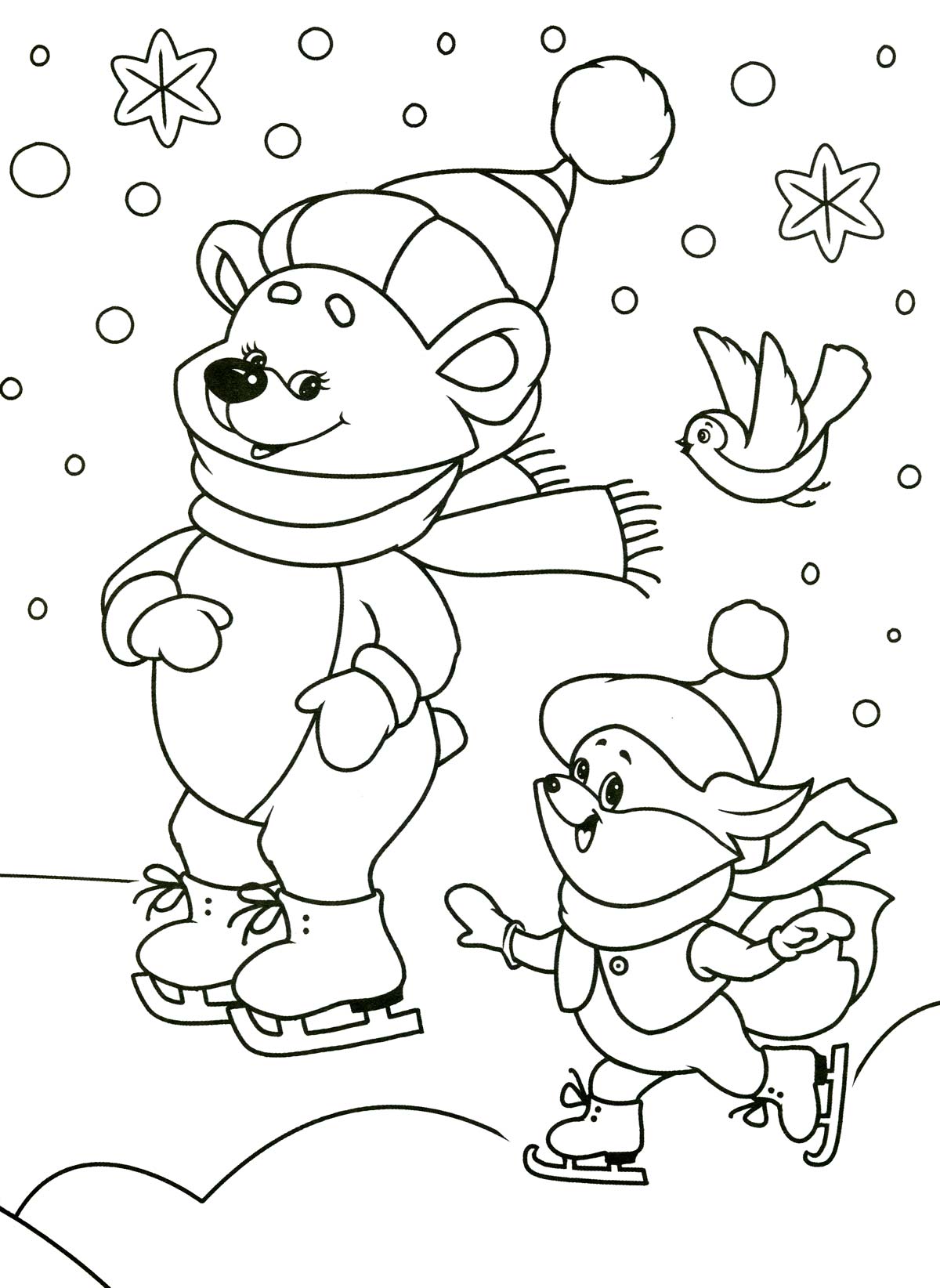 185+ Adorable Winter Activity Coloring Pages Printable