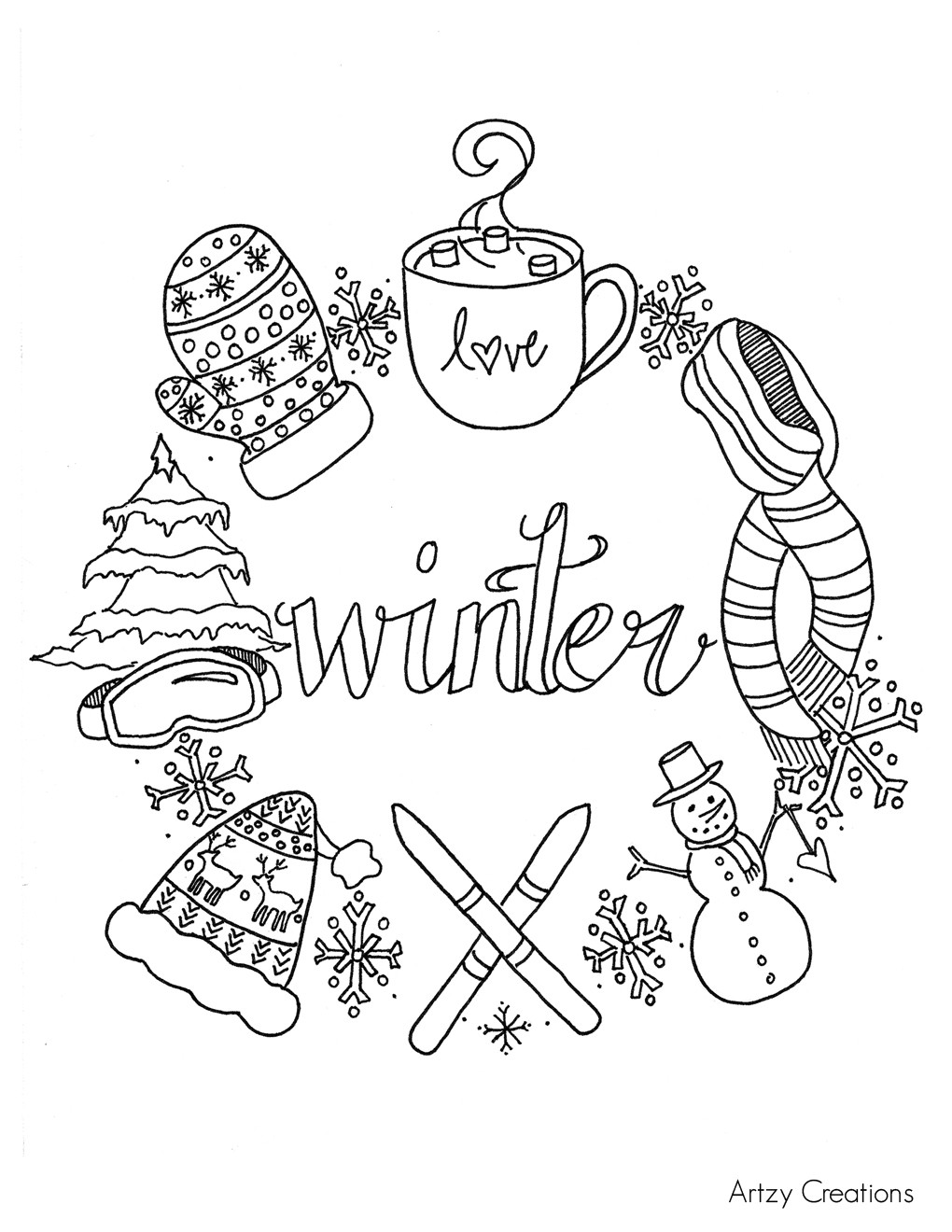 49+ Colorful Winter Activity Coloring Pages Printable