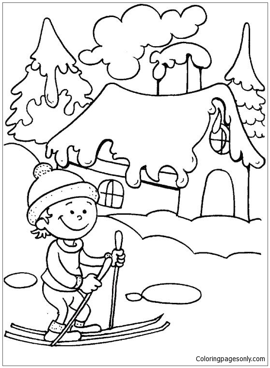 58+ Creative Winter Activity Coloring Pages Printable