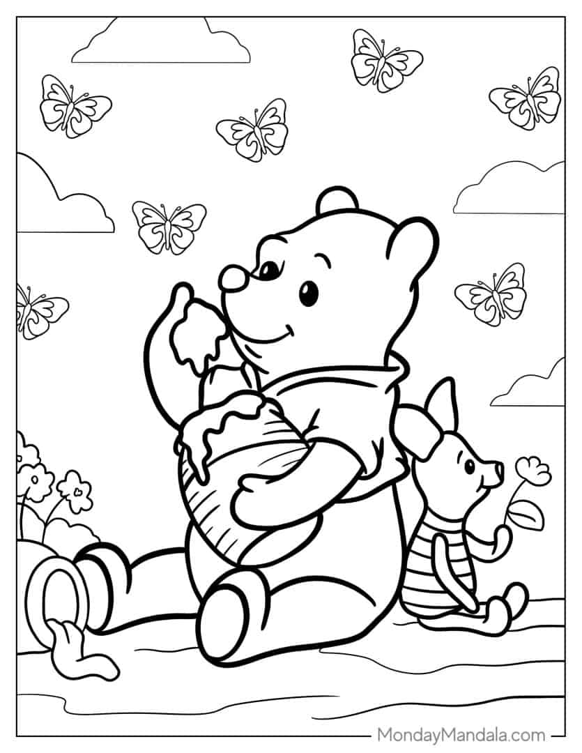 10 Playful Winnie the Pooh Coloring Pages for Young Fans