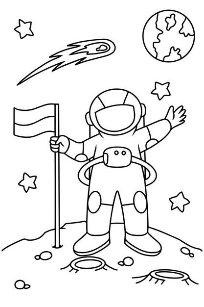 10 Astronaut Travel Coloring Pages Printable for Kids 1