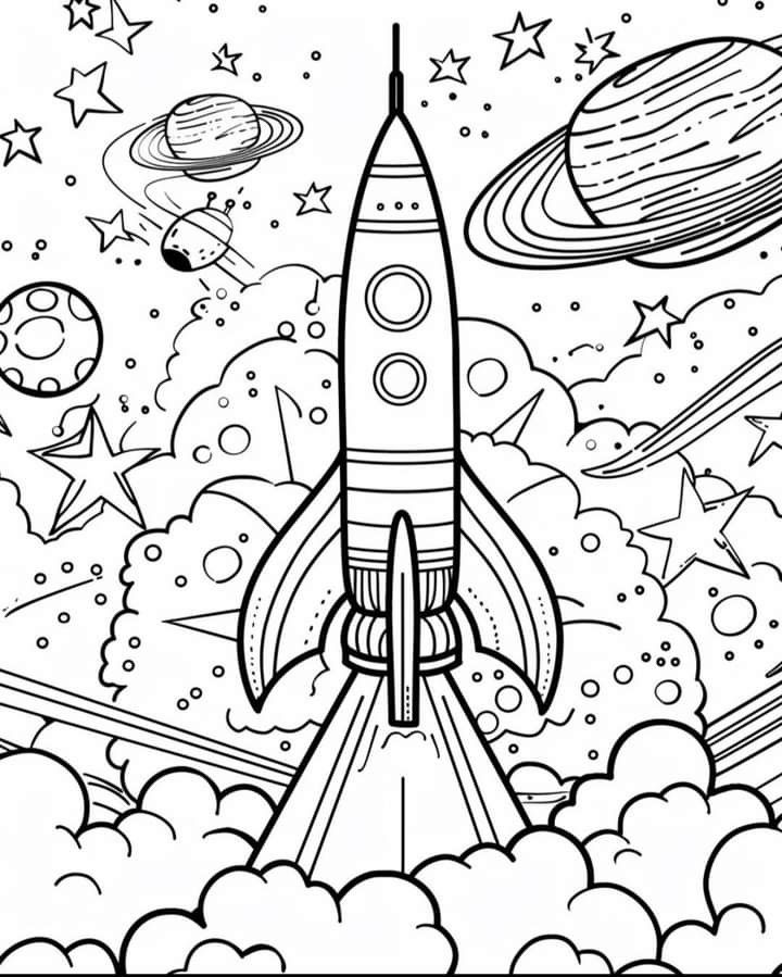 10 Astronaut Travel Coloring Pages Printable for Kids 10