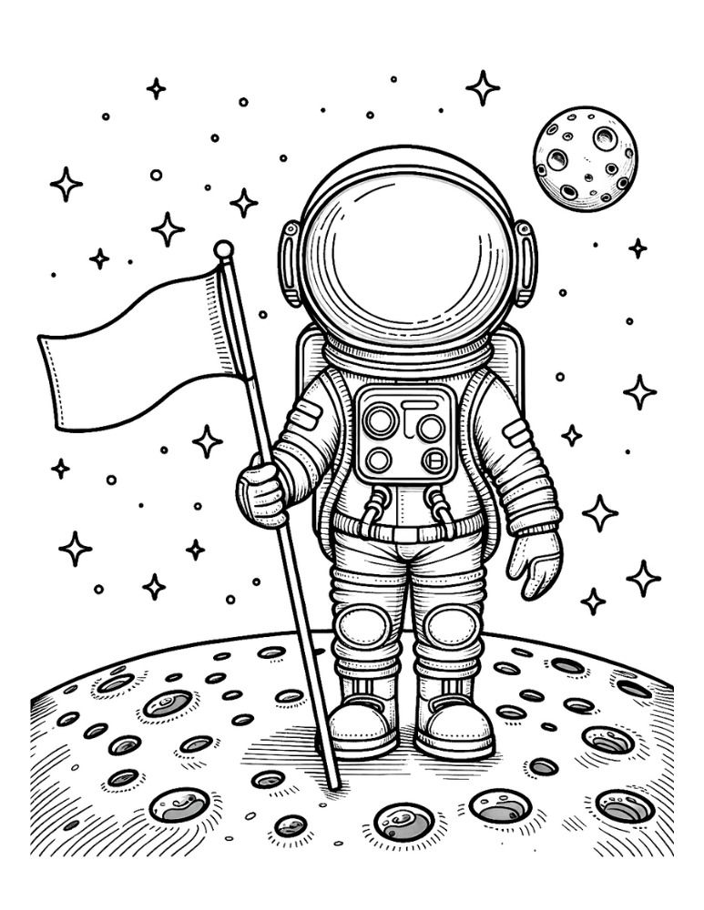 10 Astronaut Travel Coloring Pages Printable for Kids 12