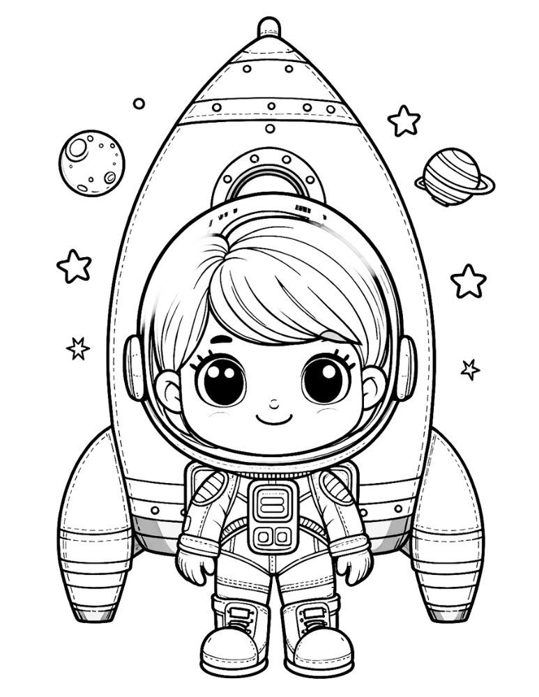 10 Astronaut Travel Coloring Pages Printable for Kids 13