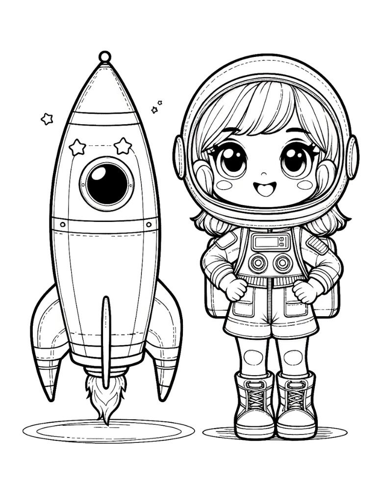 10 Astronaut Travel Coloring Pages Printable for Kids 14