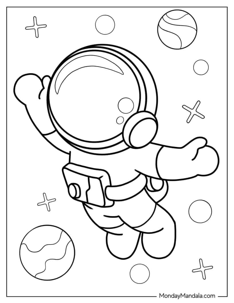 10 Astronaut Travel Coloring Pages Printable for Kids 18