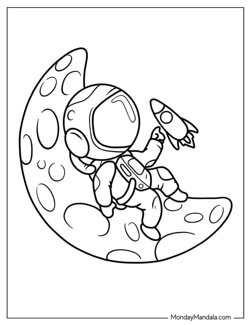 10 Astronaut Travel Coloring Pages Printable for Kids 20