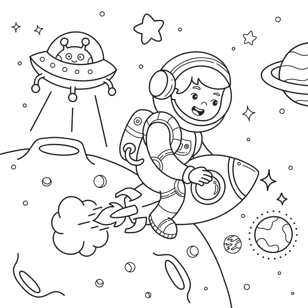 10 Astronaut Travel Coloring Pages Printable for Kids 23