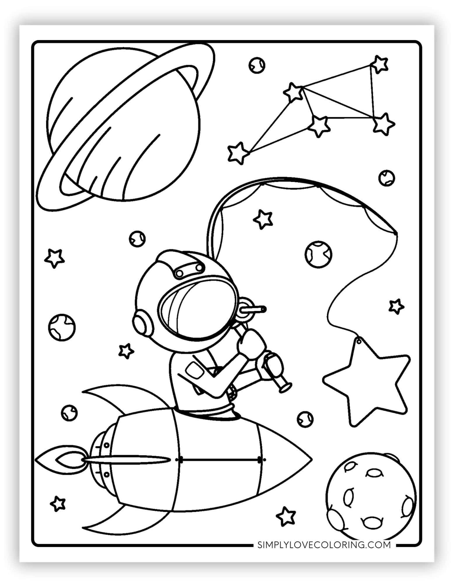 10 Astronaut Travel Coloring Pages Printable for Kids 25