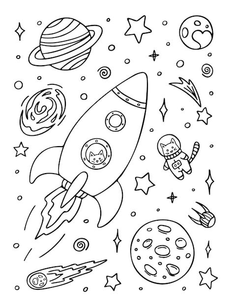 10 Astronaut Travel Coloring Pages Printable for Kids 3