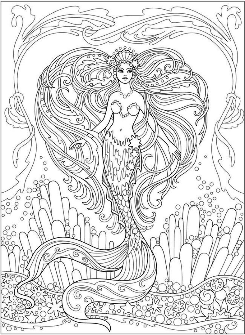 realistic mermaid coloring pages for adult ht jpg jpg